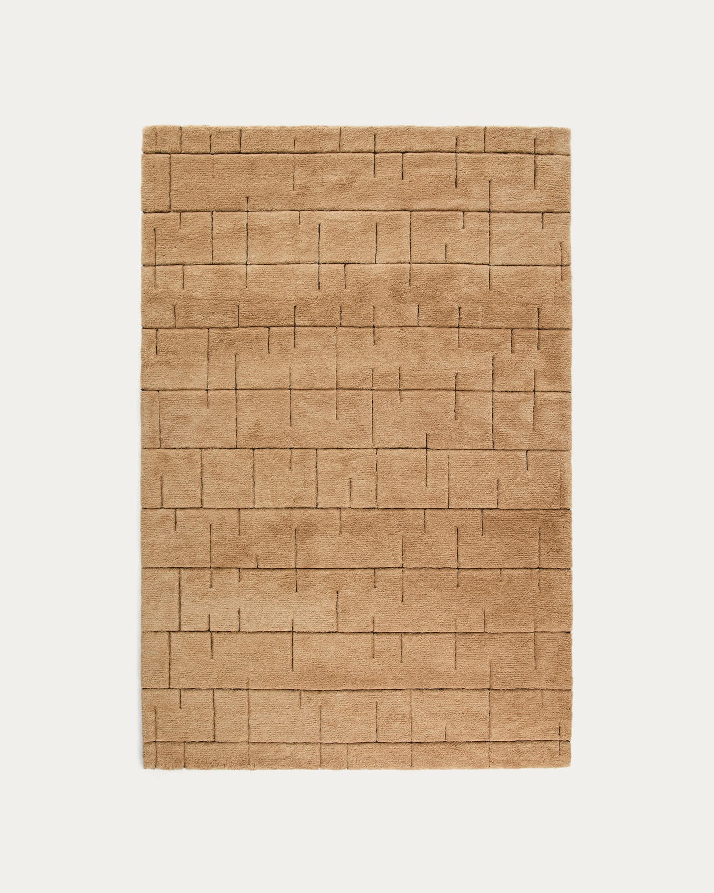 Tappeto Helun in misto lana e viscosa con motivo marrone 160 x 230 cm