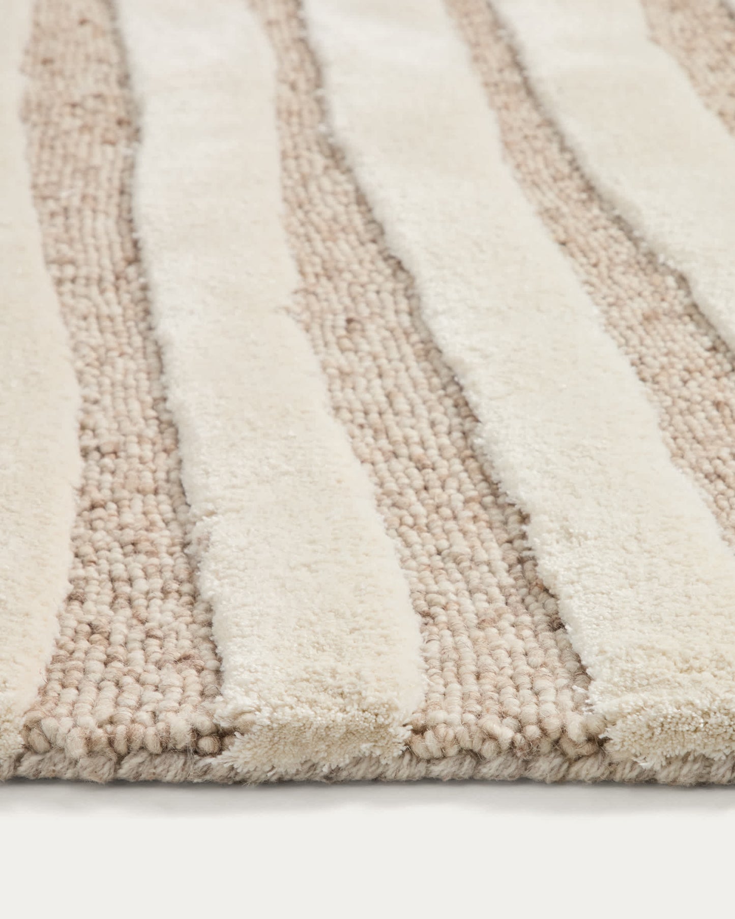 Tappeto Colire in lana e viscosa beige 160 X 230 cm