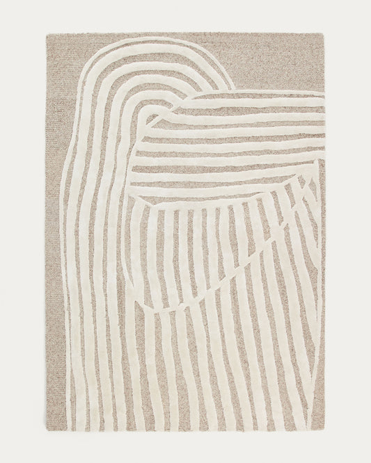 Tappeto Colire in lana e viscosa beige 200 X 300 cm