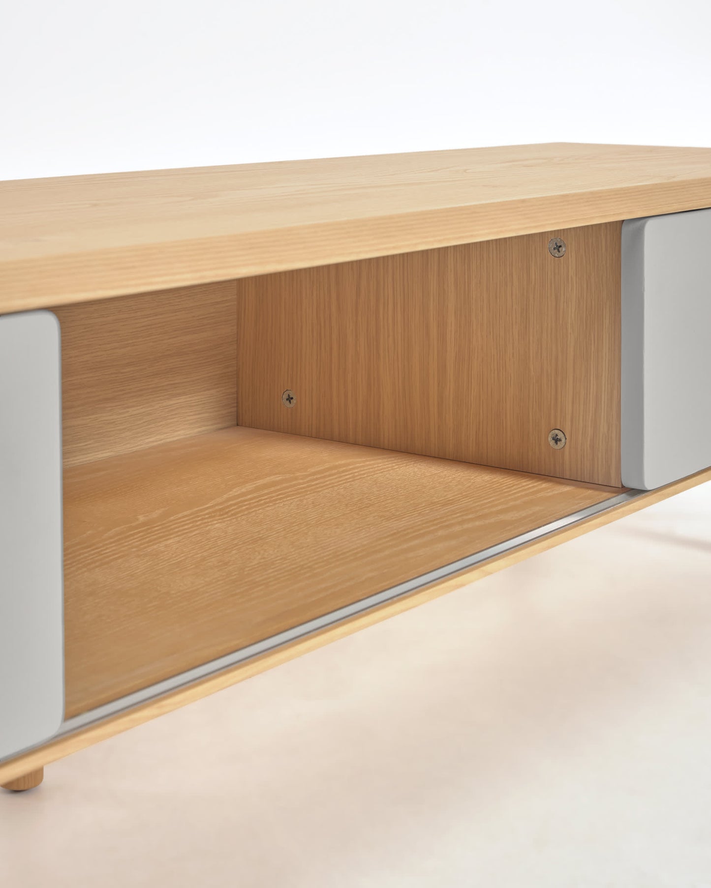 Mobile TV Anielle 2 ante in legno massello e impiallacciato frassino 180 x 41 cm