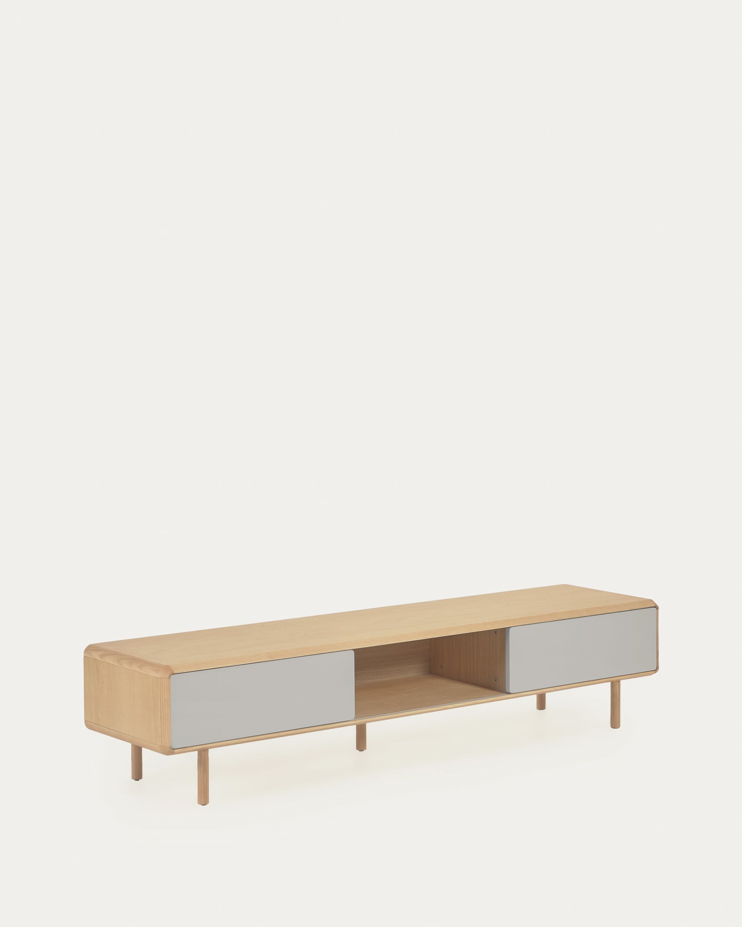 Mobile TV Anielle 2 ante in legno massello e impiallacciato frassino 180 x 41 cm