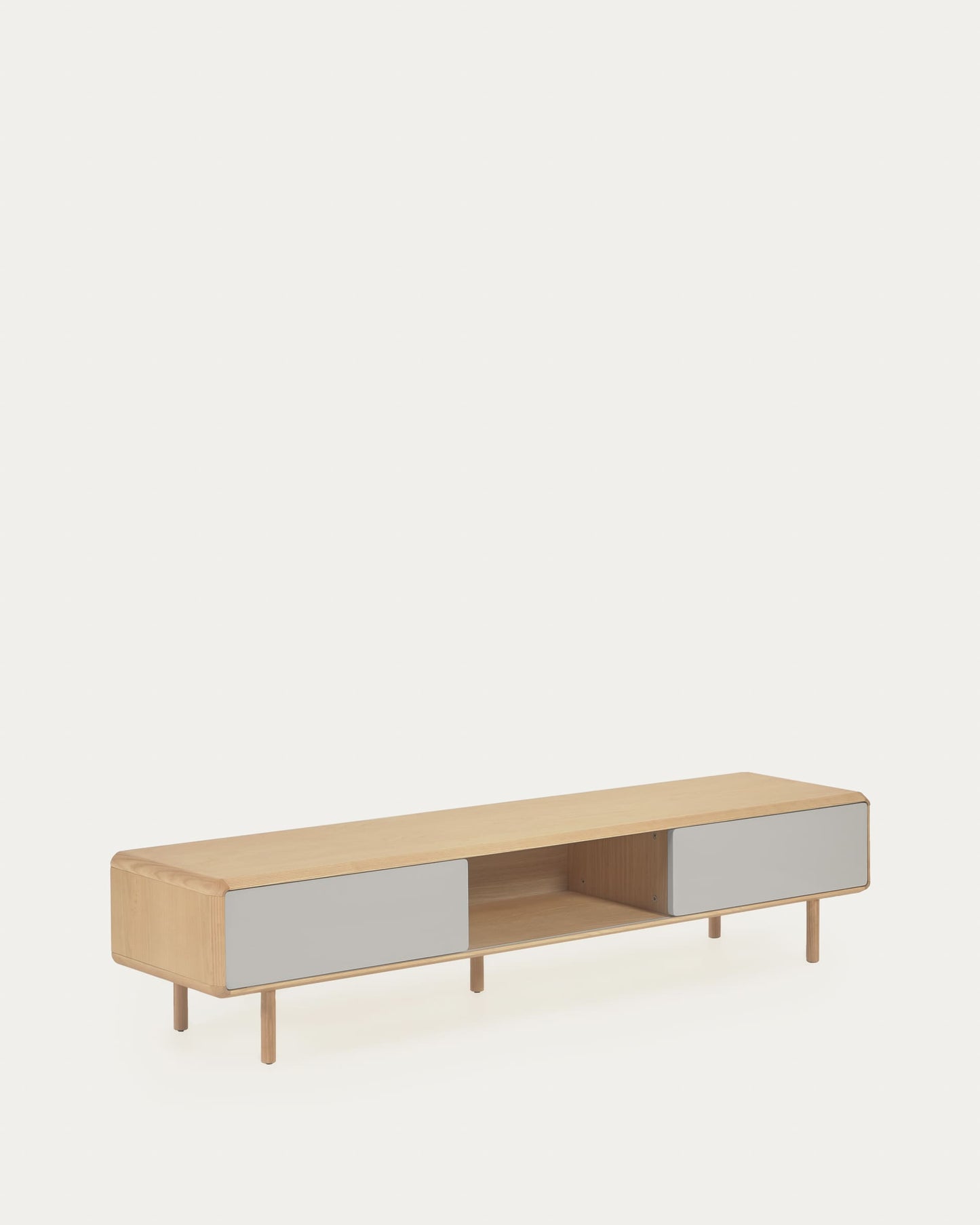 Mobile TV Anielle 2 ante in legno massello e impiallacciato frassino 180 x 41 cm