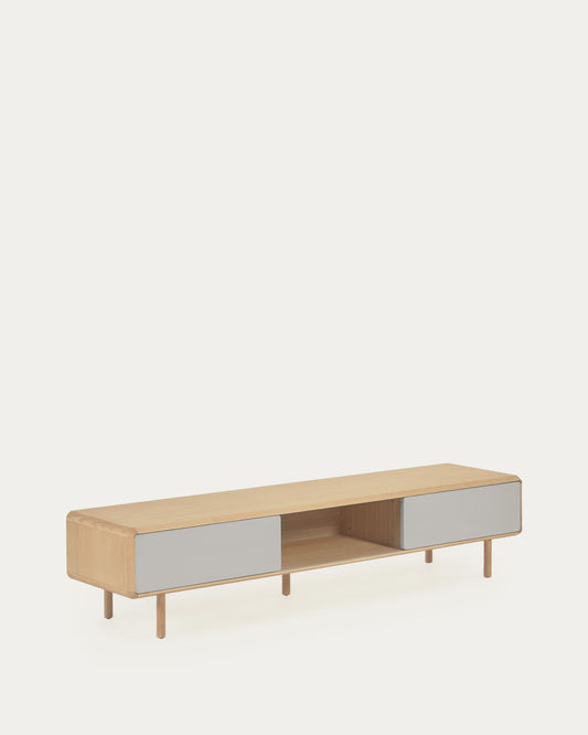 Mobile TV Anielle 2 ante in legno massello e impiallacciato frassino 180 x 41 cm