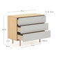 Comò Anielle 3 cassetti in legno massello e impiallacciato frassino 99 x 78,5 cm