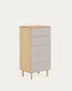 Cassettiera Anielle 5 cassetti in legno massello e impiallacciato frassino 60 x 117 cm
