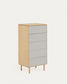 Cassettiera Anielle 5 cassetti in legno massello e impiallacciato frassino 60 x 117 cm