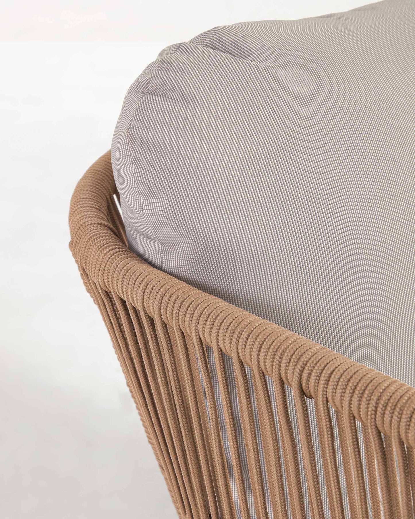 Divano Catalina 3 posti in corda beige e legno massello di acacia 170 cm