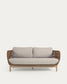 Divano Catalina 3 posti in corda beige e legno massello di acacia 170 cm