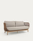 Divano Catalina 3 posti in corda beige e legno massello di acacia 170 cm