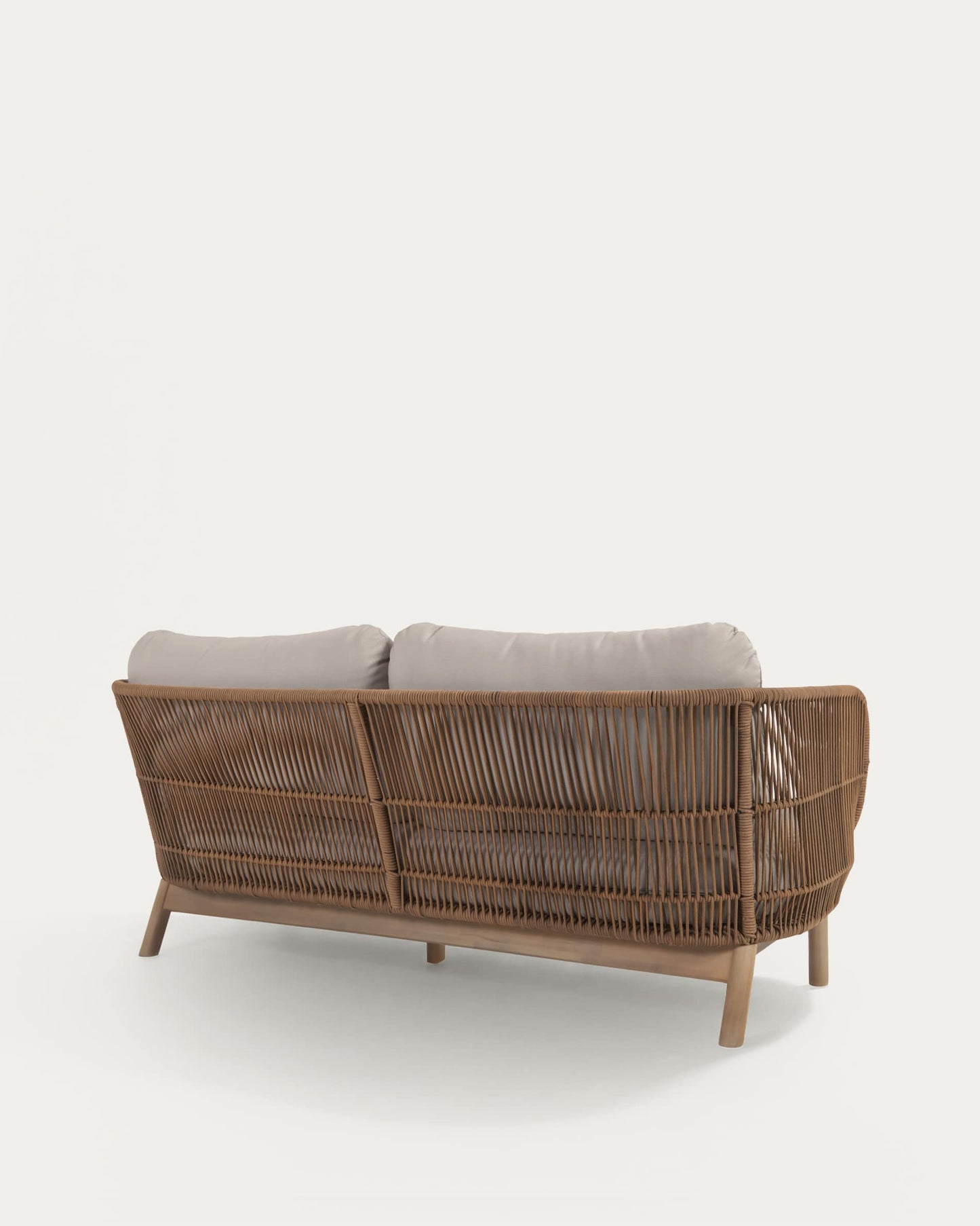Divano Catalina 3 posti in corda beige e legno massello di acacia 170 cm