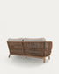 Divano Catalina 3 posti in corda beige e legno massello di acacia 170 cm