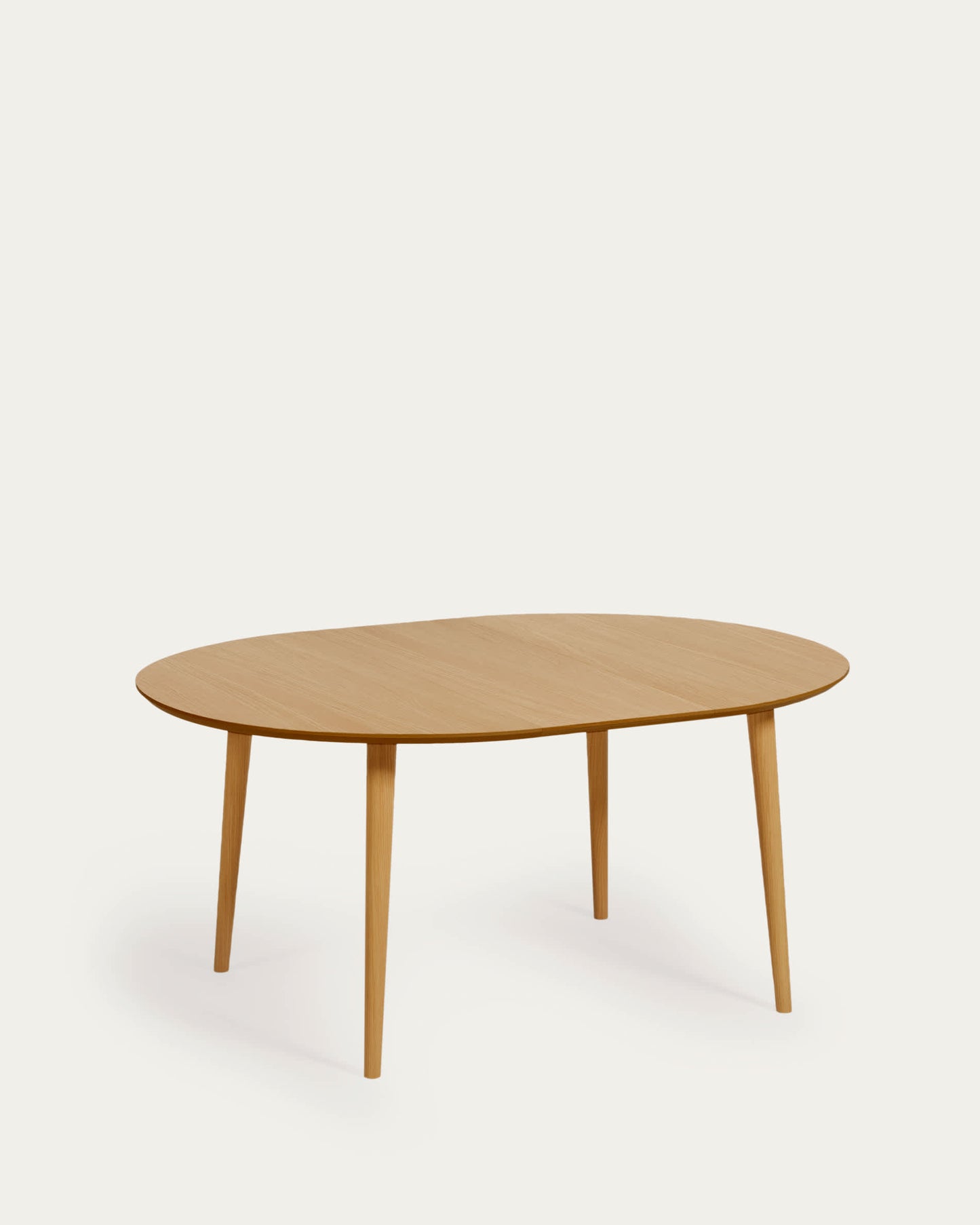 Tavolo rotondo allungabile Oqui impiallacciato rovere gambe in massello Ø 120(200)x 120cm