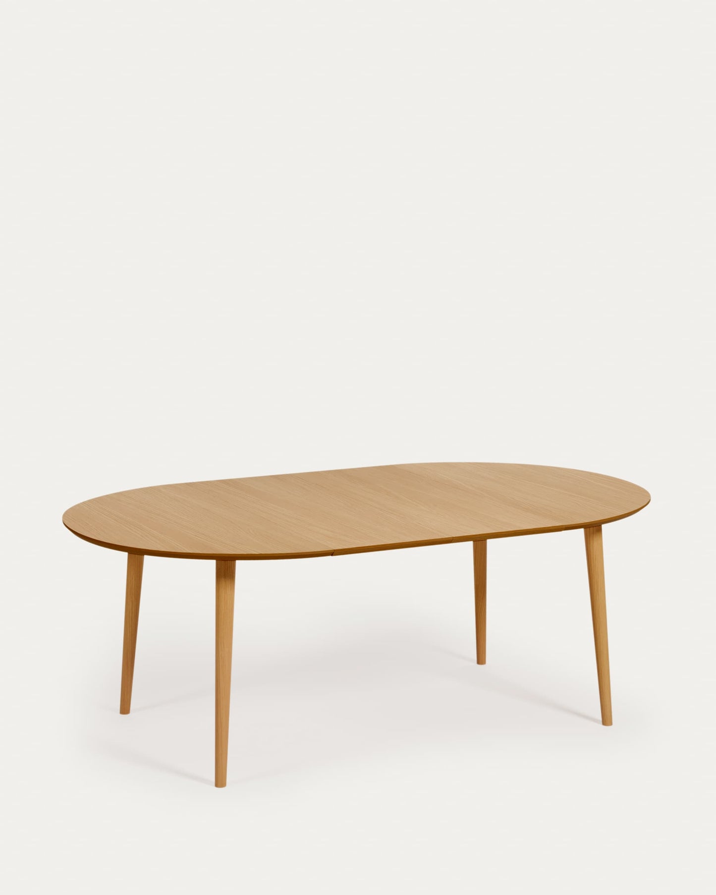 Tavolo rotondo allungabile Oqui impiallacciato rovere gambe in massello Ø 120(200)x 120cm