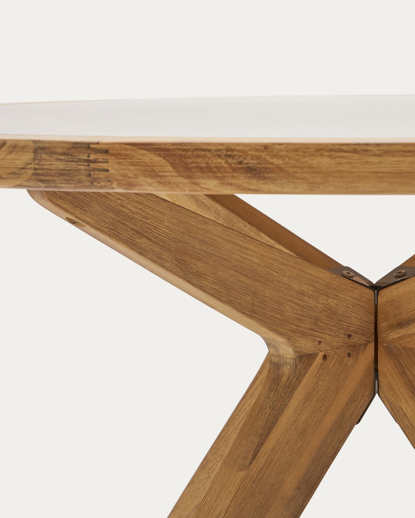 Tavolo rotondo Julieta in polycement beige e legno massiccio di acacia Ø 120 cm