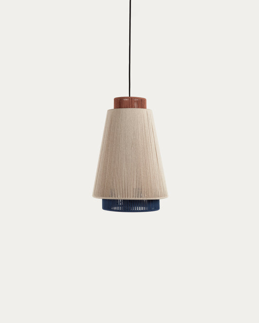 Lampada da soffitto Yuvia in cotone finitura beige, blu e terracotta