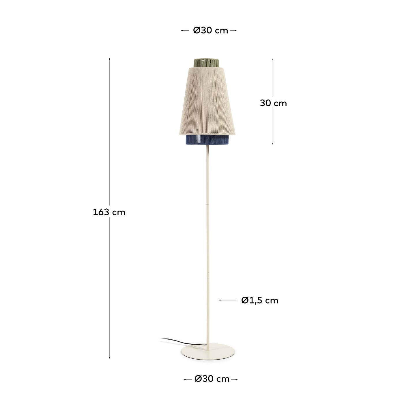 Lampada da terra Yuvia in cotone finitura beige e blu
