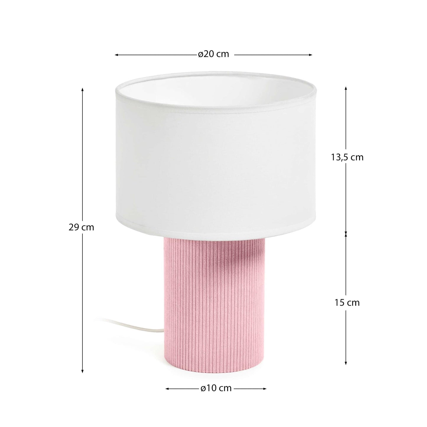 Lampada da tavolo Bianella in cotone e velluto rosa