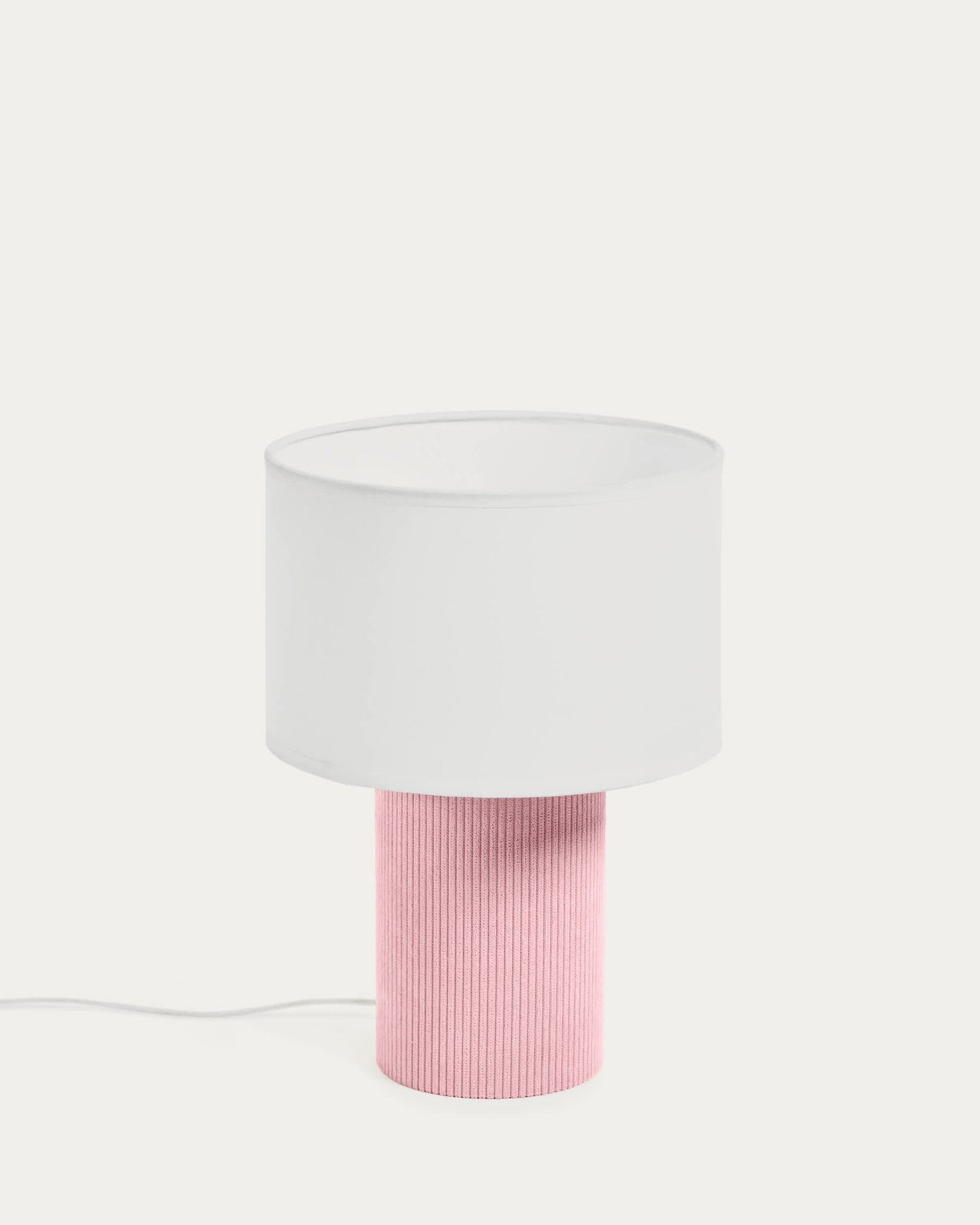 Lampada da tavolo Bianella in cotone e velluto rosa