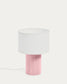 Lampada da tavolo Bianella in cotone e velluto rosa