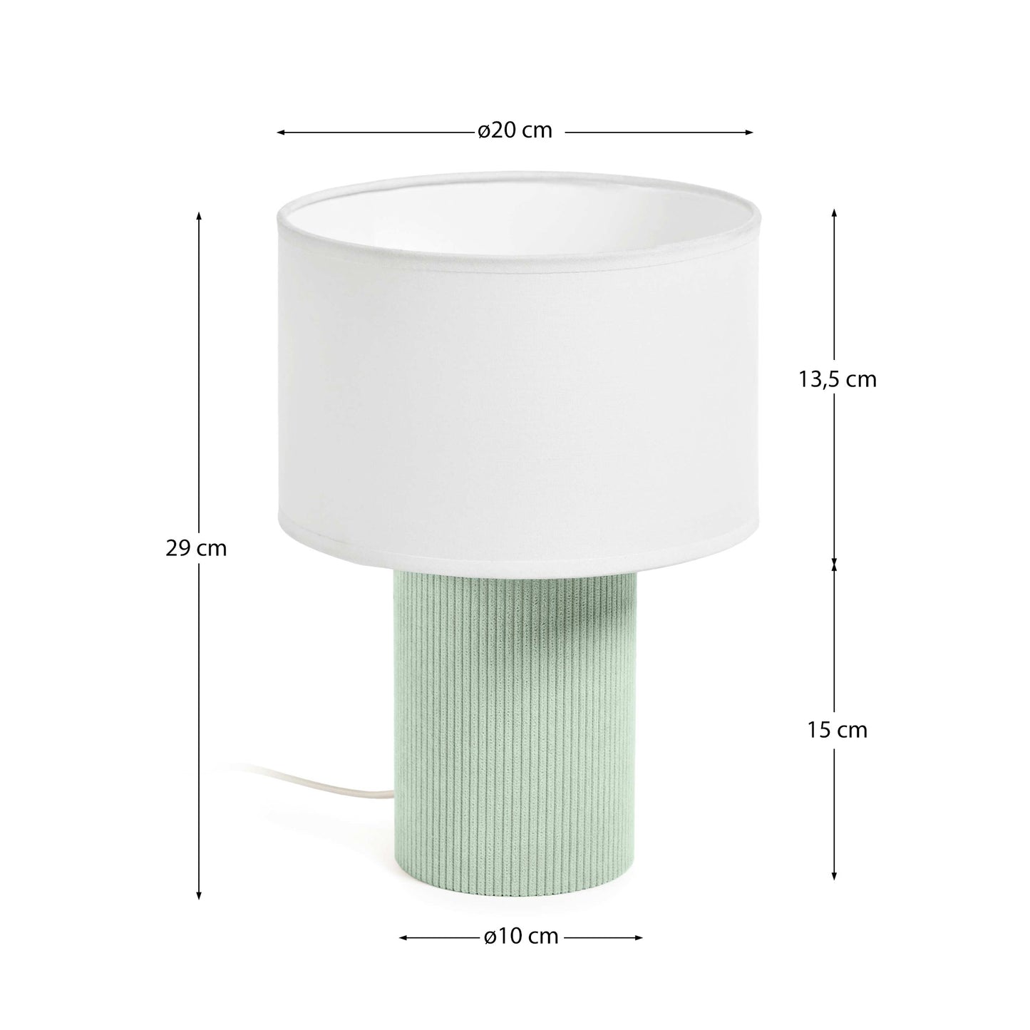 Lampada da tavolo Bianella in cotone e velluto turchese