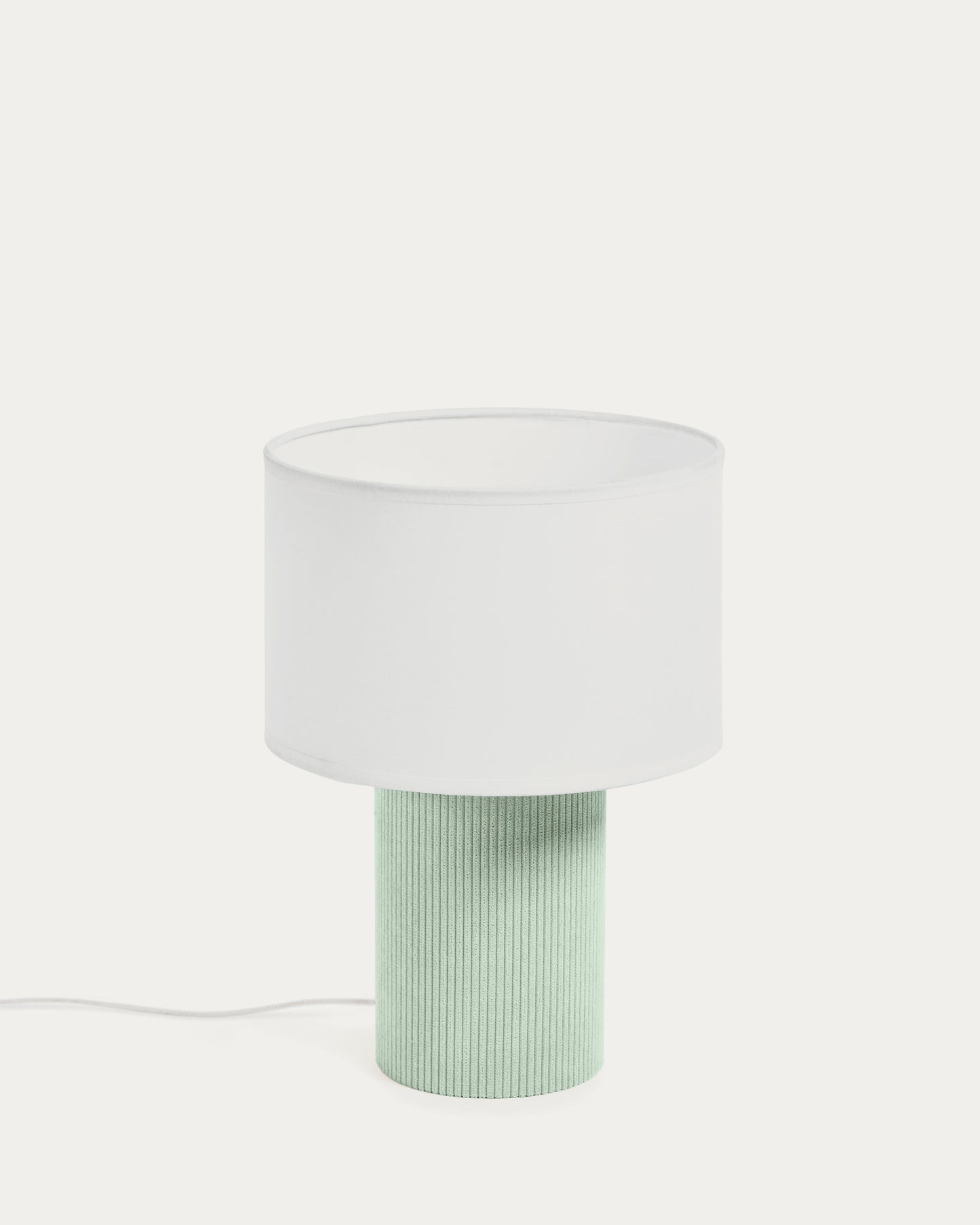 Lampada da tavolo Bianella in cotone e velluto turchese