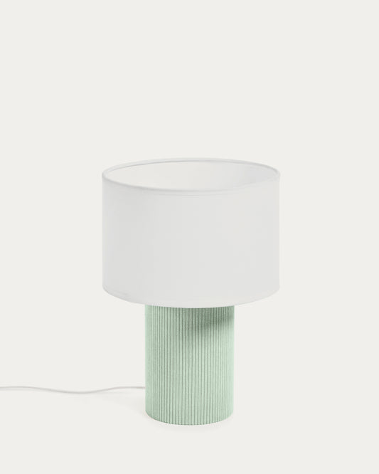 Lampada da tavolo Bianella in cotone e velluto turchese