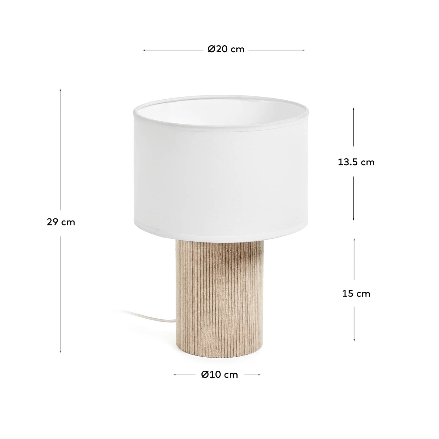 Lampada da tavolo Bianella in velluto a coste beige