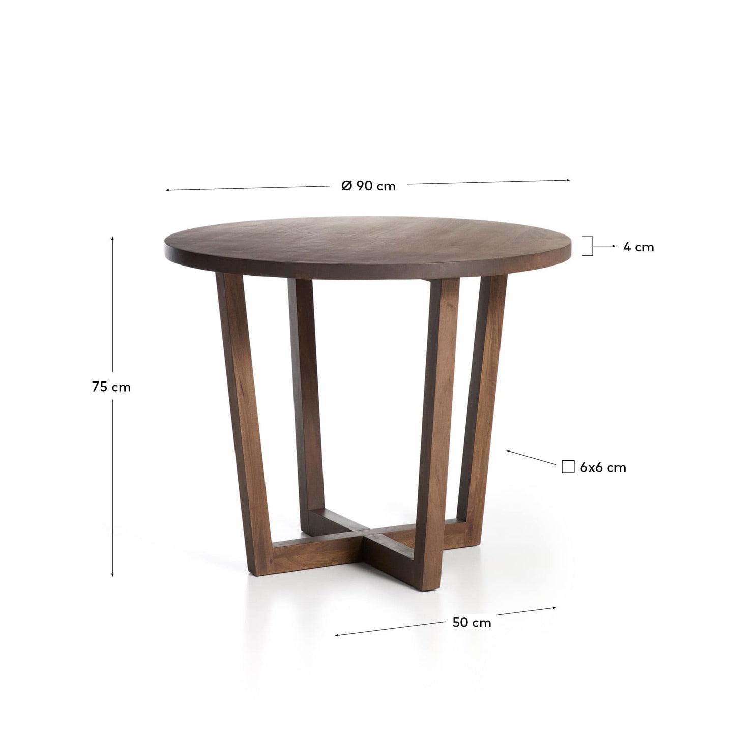 Tavolo rotondo Nahla in legno massiccio di mango con finitura noce Ø 90 cm FSC 100%