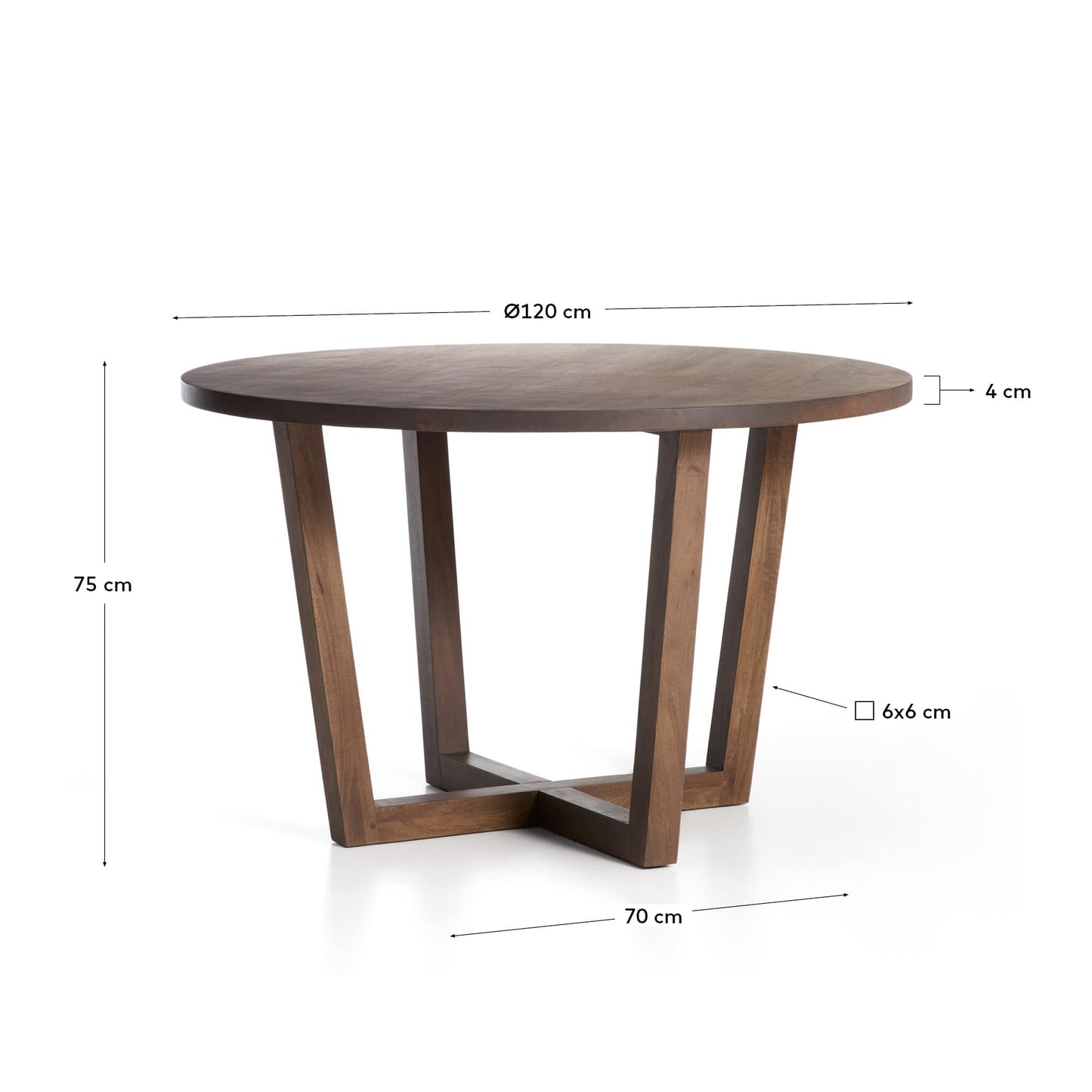Tavolo rotondo Nahla in legno massiccio di mango con finitura noce Ø 120 cm FSC 100%
